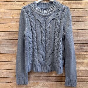 RACHEL Rachel Roy Sweater Women’s Size Large Blue Silver Metallic Cable Knit NWT